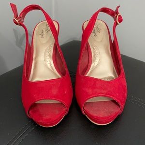 Red Open Toe Heals